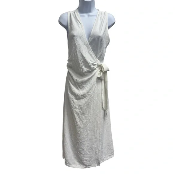 Zara White Ercu Midi Wrap Dress Size Small - Picture 2 of 6